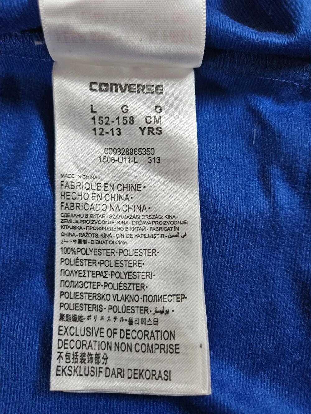 Converse All Star Boys Blue Zip Up Long Sleeve Pocketed Track Jacket Size Large
